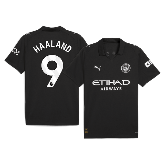 HAALAND #9 Manchester City Idegenbeli Futball Mez 2025/26 Fekete