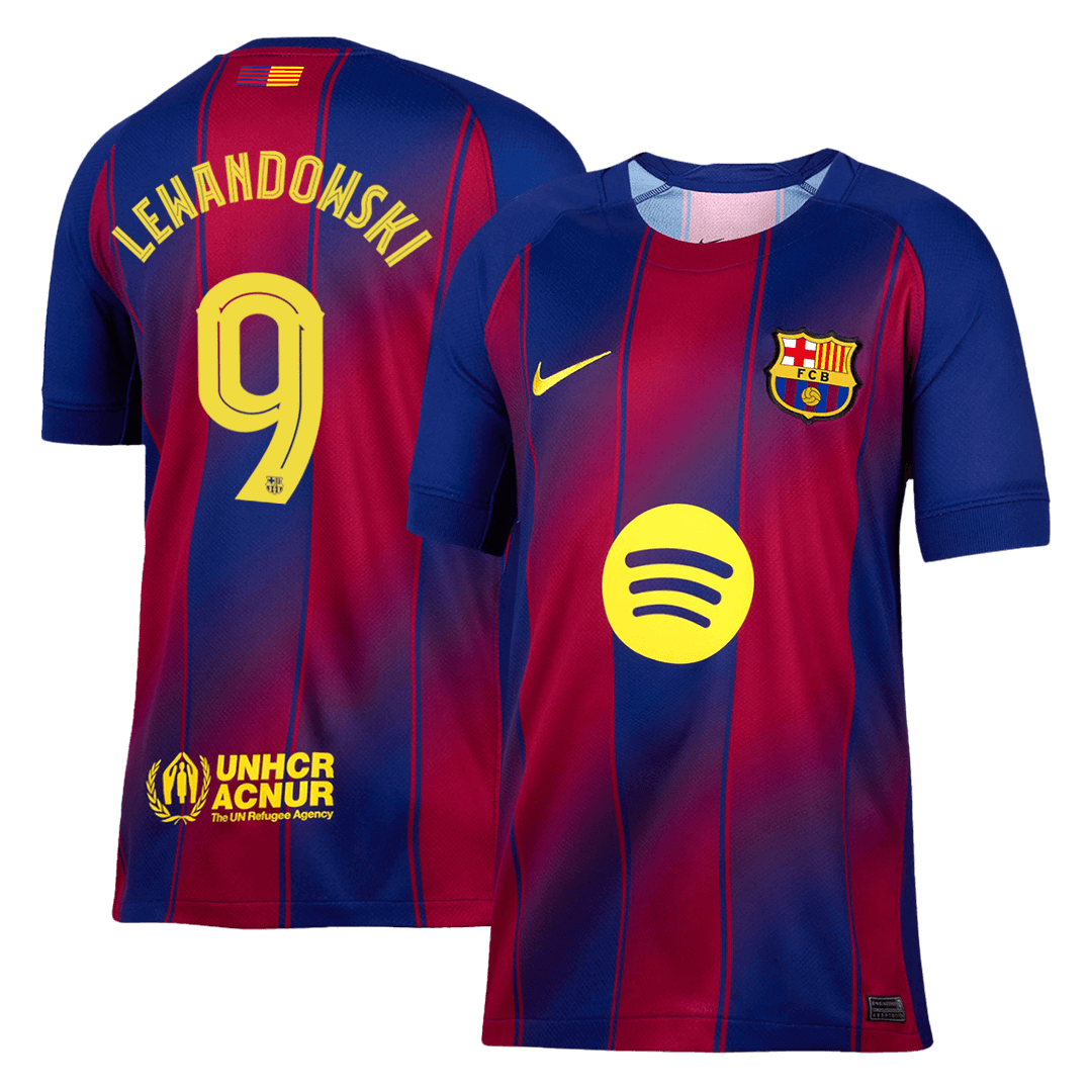 LEWANDOWSKI #9 Barcelona Otthon Soccer Mez 2025/26 Piros&Kék - UCL