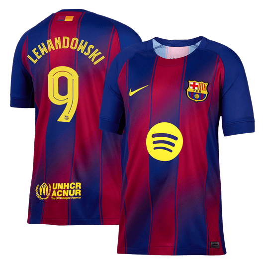 LEWANDOWSKI #9 Barcelona Otthon Soccer Mez 2025/26 Piros&Kék - UCL