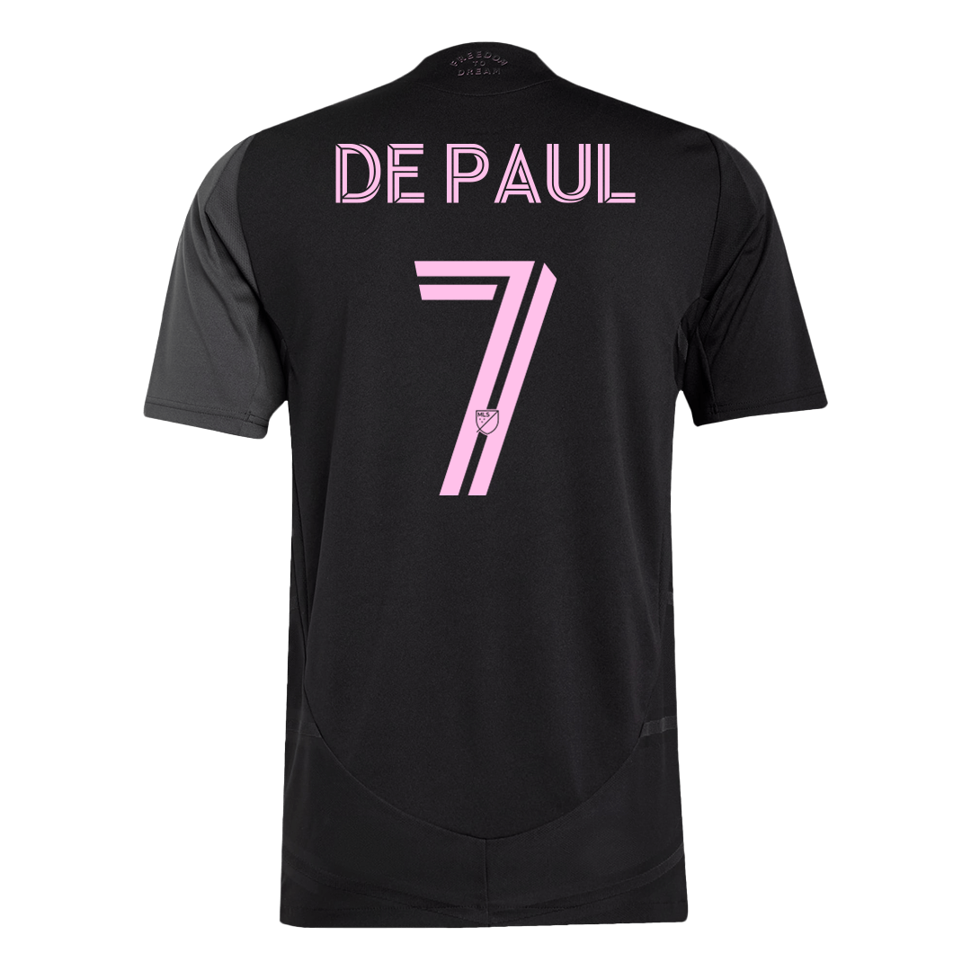 DE PAUL #7 Hiteles Inter Miami CF Idegenbeli Soccer Mez 2025 Fekete&Szürke