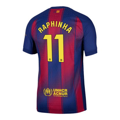 RAPHINHA #11 Hiteles Barcelona Otthon Soccer Mez 2025/26 Piros&Kék