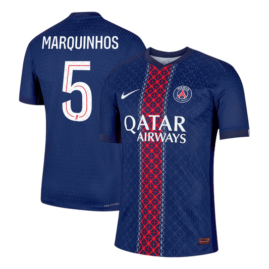 MARQUINHOS #5 Hiteles PSG Otthon Soccer Mez 2025/26 Haditengerészet