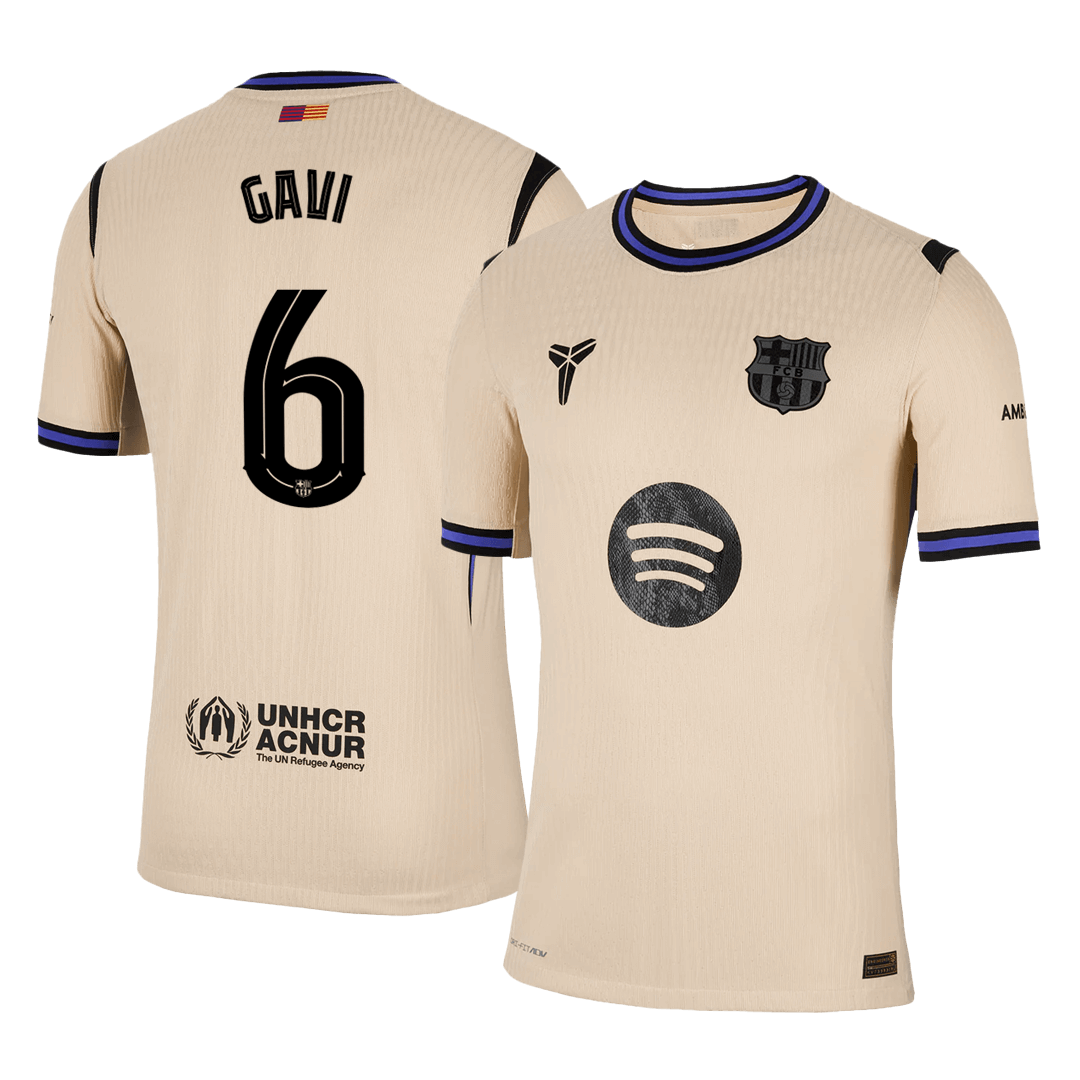 GAVI #6 Játékos Barcelona Idegenbeli Soccer Mez 2025/26 Sárga - UCL