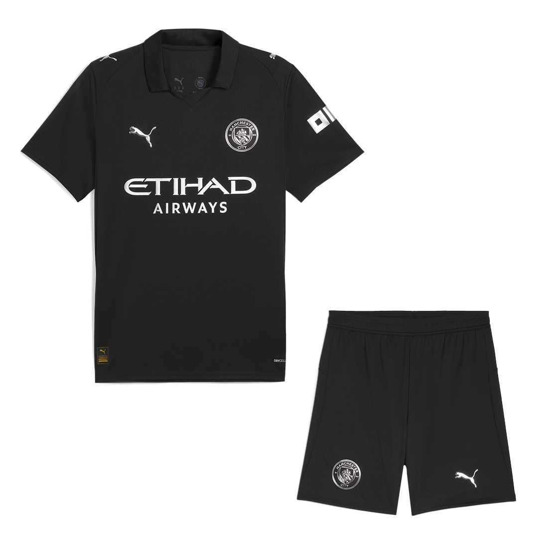 Manchester City Idegenbeli Mez Szett (Mez+Nadrág) 2025/26 Fekete