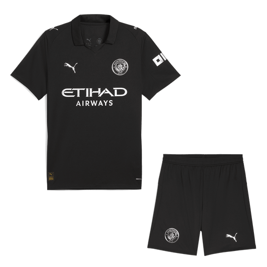 Manchester City Idegenbeli Mez Szett (Mez+Nadrág) 2025/26 Fekete