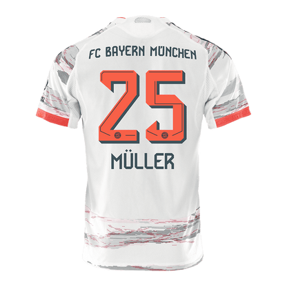 MÜLLER #25 Hiteles Bayern Munich Idegenbeli Soccer Mez 2025/26 Fehér