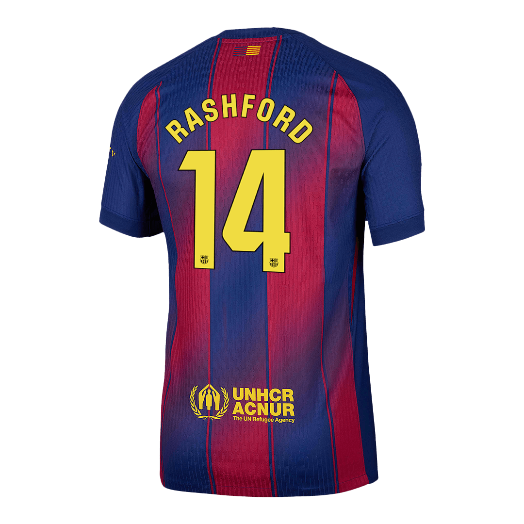RASHFORD #14 Hiteles Barcelona Otthon Soccer Mez 2025/26 Piros&Kék