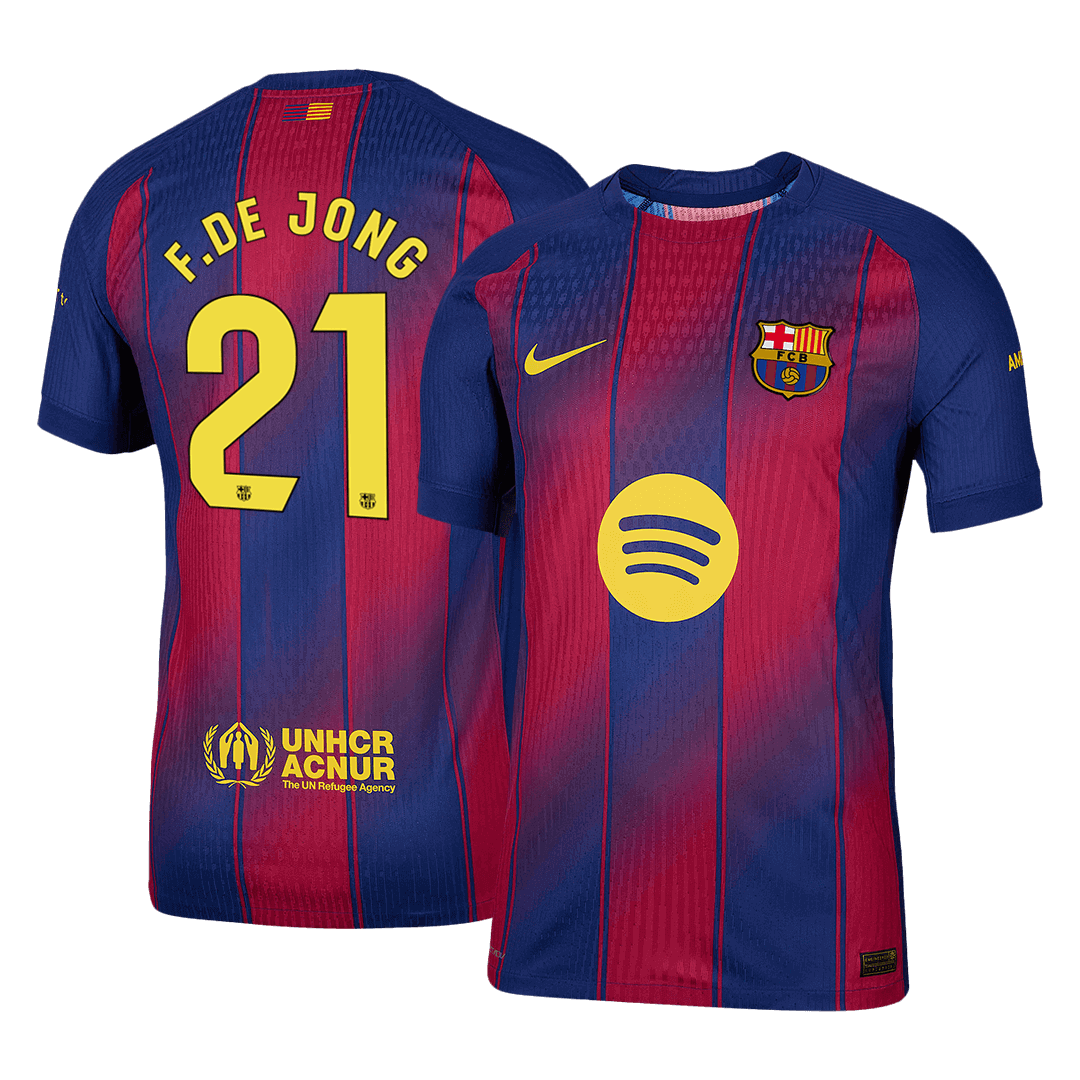 F.DE JONG #21 Hiteles Barcelona Otthon Soccer Mez 2025/26 Piros&Kék