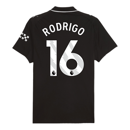 RODRIGO #16 Hiteles Manchester City Idegenbeli Soccer Mez 2025/26 Fekete