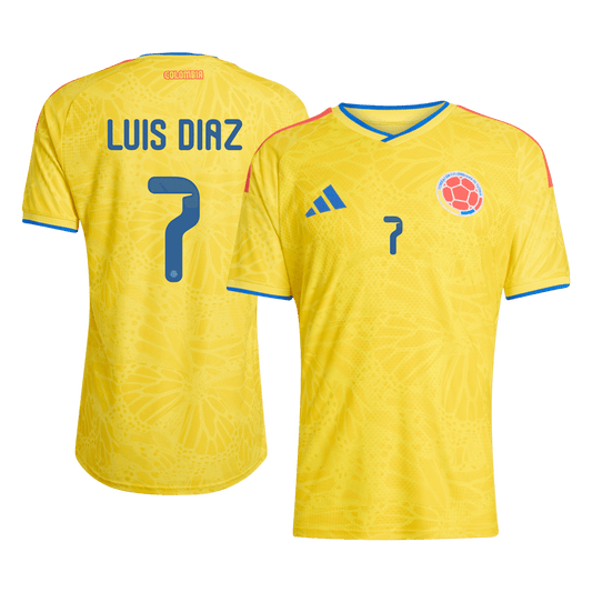 Játékos Verzió LUIS DíAZ #7 Colombia Otthon Mez 2026 Sárga