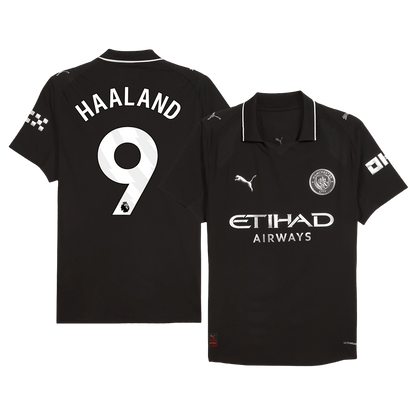 HAALAND #9 Hiteles Manchester City Idegenbeli Soccer Mez 2025/26 Fekete