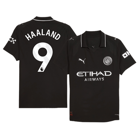 HAALAND #9 Hiteles Manchester City Idegenbeli Soccer Mez 2025/26 Fekete