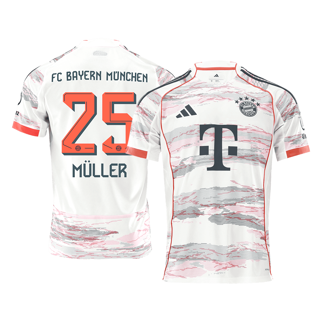 MÜLLER #25 Bayern Munich Idegenbeli Soccer Mez 2025/26 Fehér