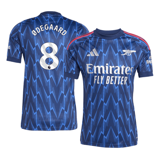 ØDEGAARD #8 Arsenal Idegenbeli Soccer Mez 2025/26 Kék