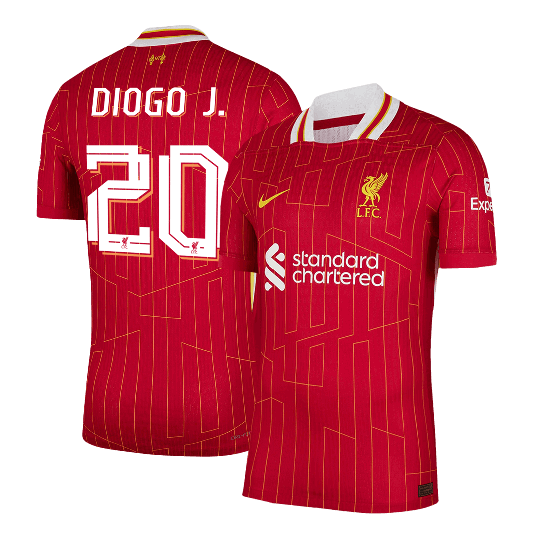 DIOGO J. #20 Hiteles Liverpool Otthon Soccer Mez 2024/25 Piros - UCL