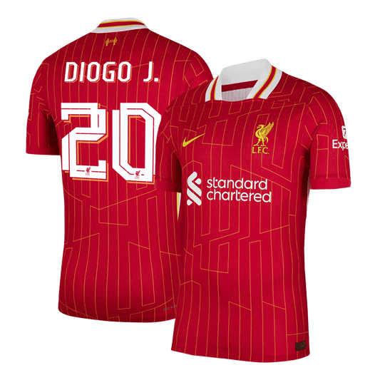 DIOGO J. #20 Hiteles Liverpool Otthon Soccer Mez 2024/25 Piros - UCL