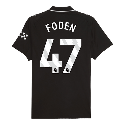 FODEN #47 Hiteles Manchester City Idegenbeli Soccer Mez 2025/26 Fekete