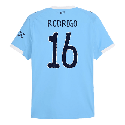 RODRIGO #16 Manchester City Játékos Otthon Mez 2025/26 Kék