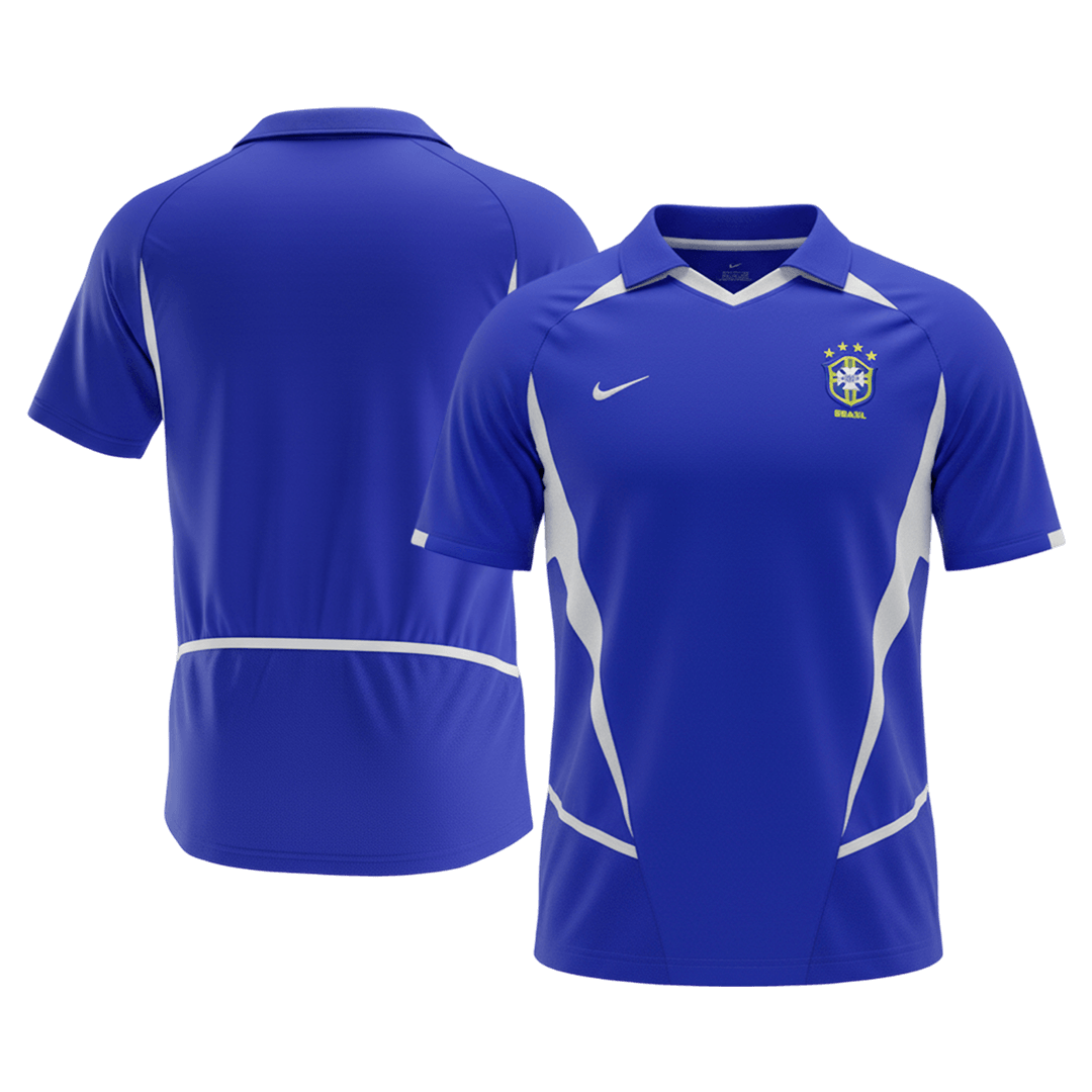 Brazil Idegenbeli Retro Futball Mez 2002 Kék