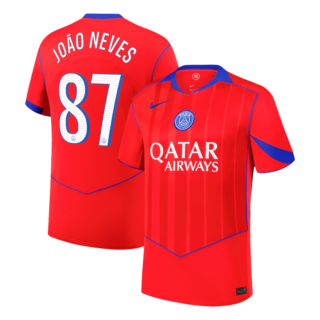 JOÃO NEVES #87 PSG Idegenbeli Harmadik Mez 2025/26 Piros