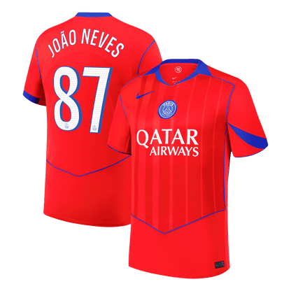 JOÃO NEVES #87 PSG Idegenbeli Harmadik Mez 2025/26 Piros
