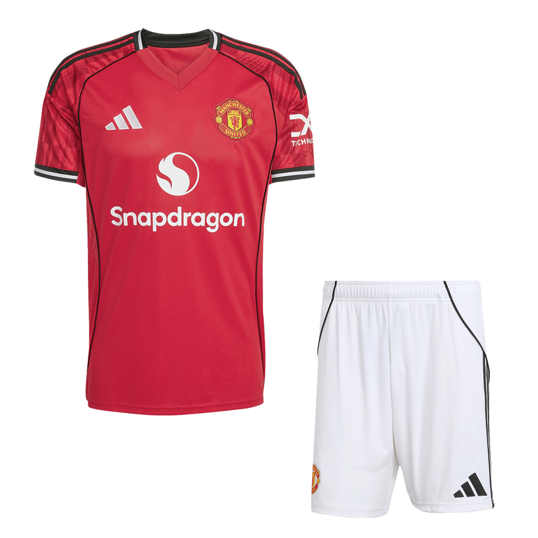Manchester United Otthon Mez Szett (Mez + Nadrág) 2025/26-Piros