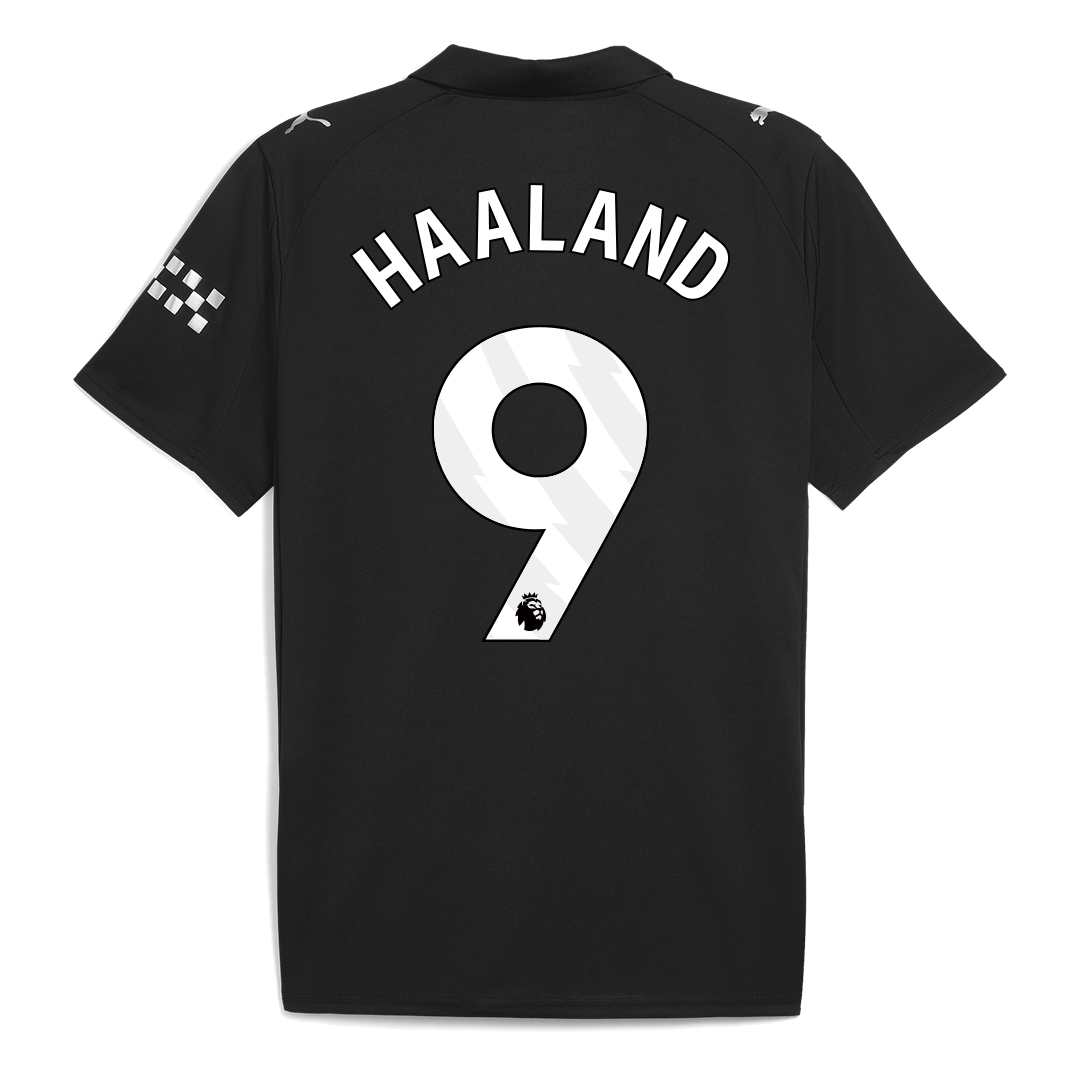 HAALAND #9 Manchester City Idegenbeli Futball Mez 2025/26 Fekete