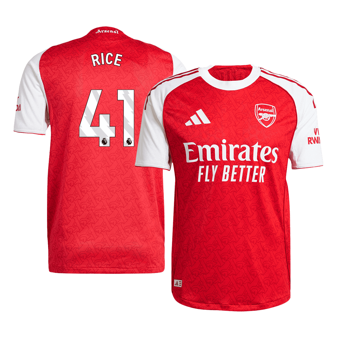 RICE #41 Hiteles Arsenal Otthoni Soccer Mez 2025/26 Piros