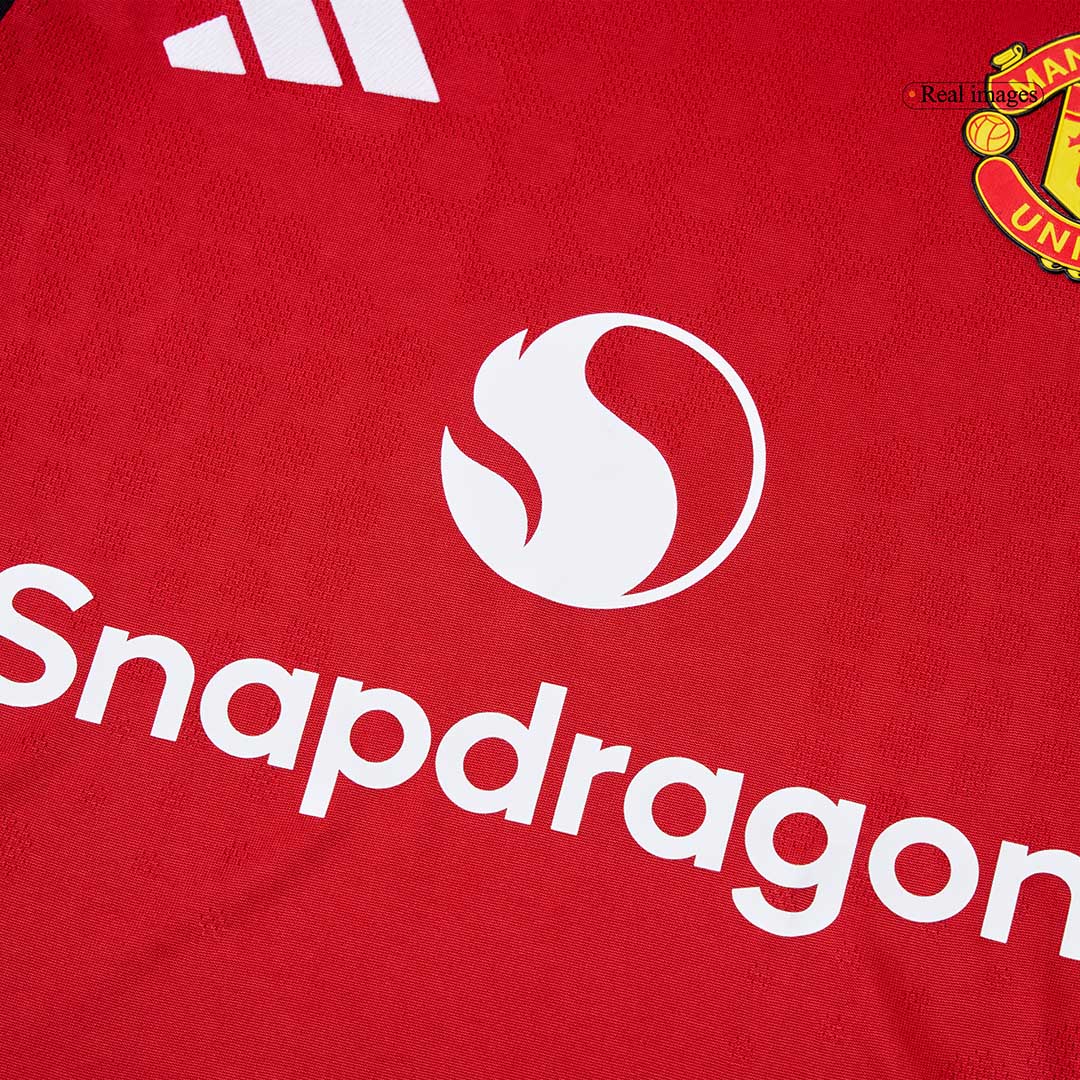 B.FERNANDES #8 Hiteles Manchester United Otthon Soccer Mez 2025/26 Piros