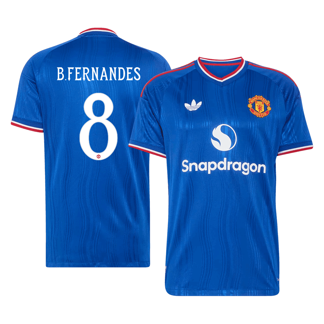 B. FERNANDES #8 Manchester United Játékos Verzió Idegenbeli Mez 2026/27 Kék - UCL