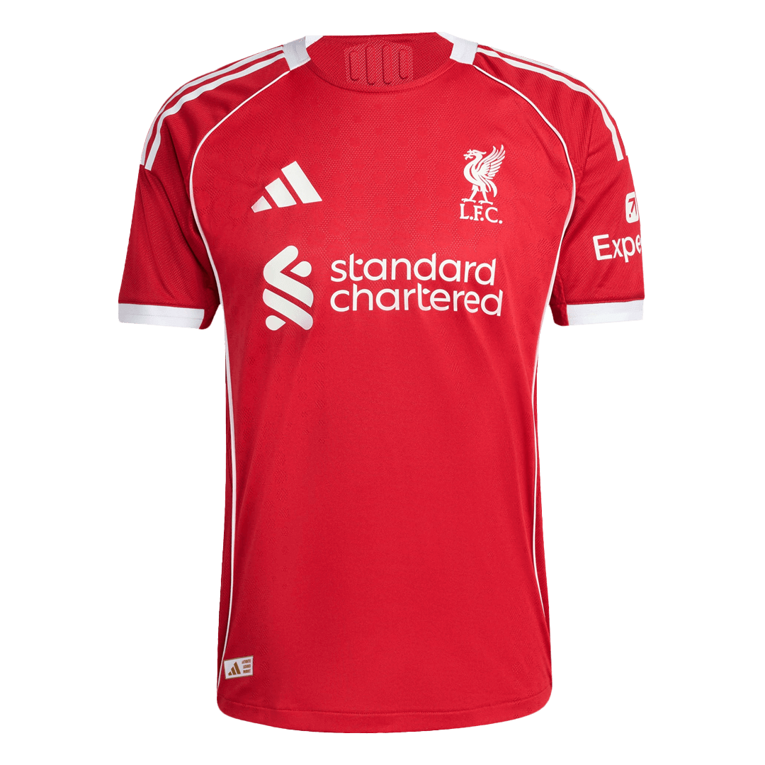 VIRGIL #4 Hiteles Liverpool Otthon Soccer Mez 25/26 Piros