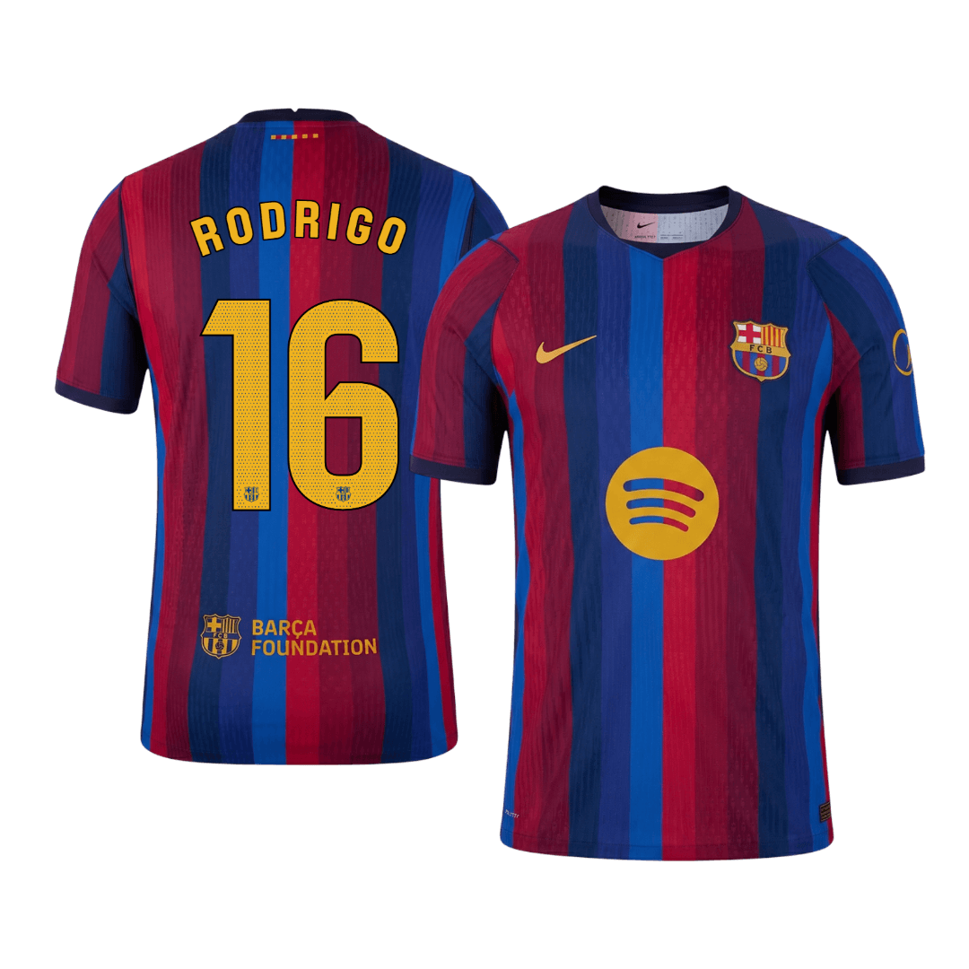 RODRIGO #16 Barcelona Játékos Verzió Hazai Mez 2026/27 Piros & Kék
