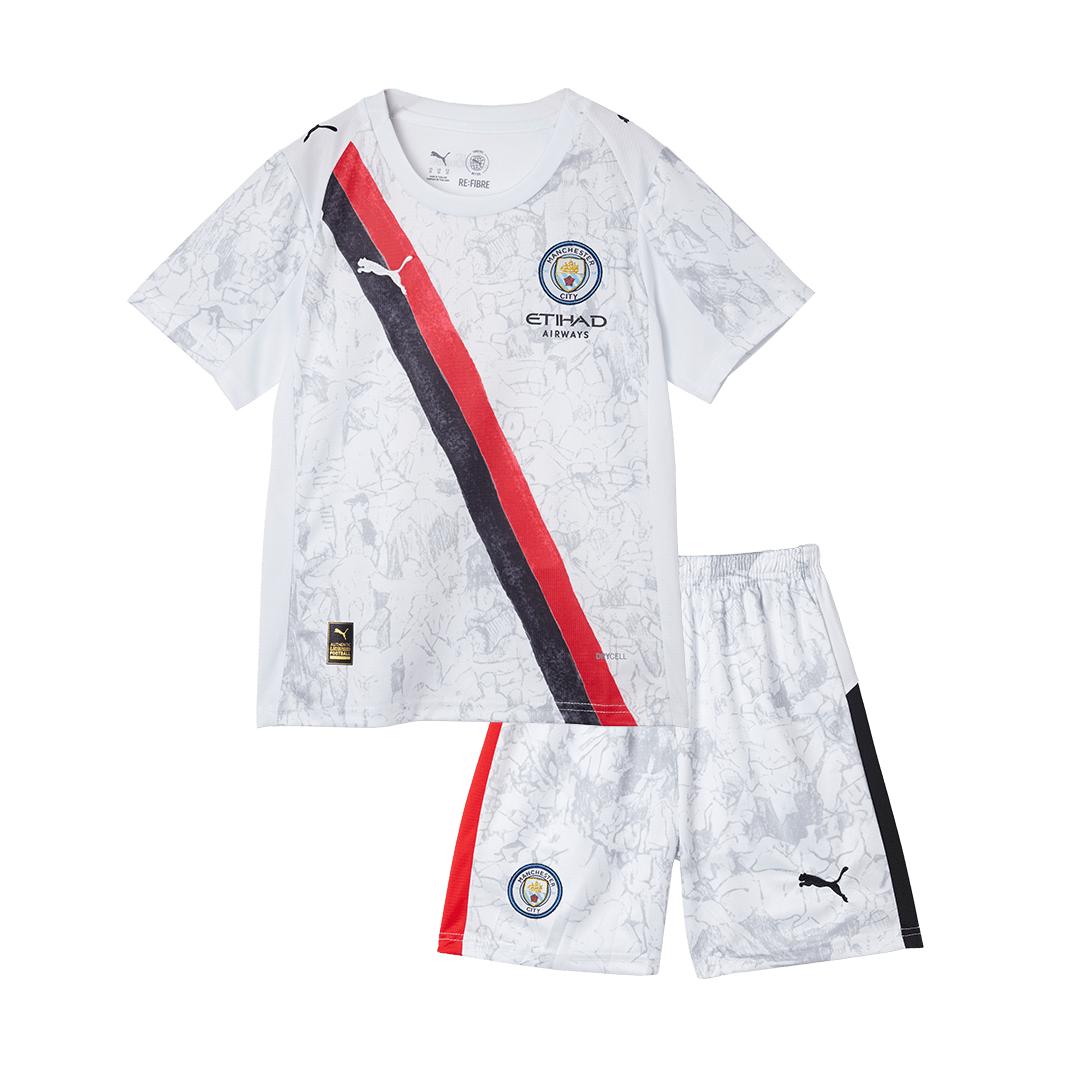 Gyerekek Manchester City KidSuper Soccer Mez Készlet(Mez+Rövidnadrág) 2025/26 Fehér - Club World Cup