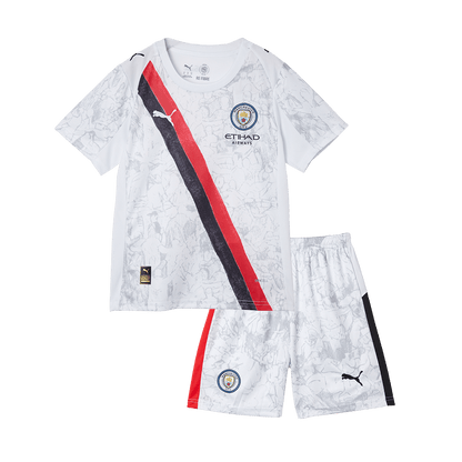 Gyerekek Manchester City KidSuper Soccer Mez Készlet(Mez+Rövidnadrág) 2025/26 Fehér - Club World Cup