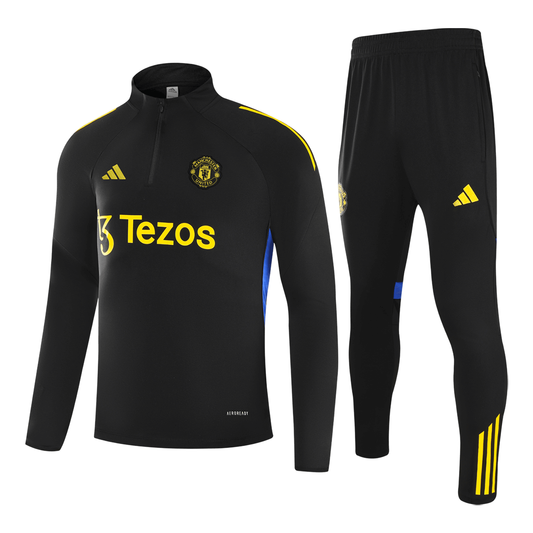 Manchester United Zip Felső Kabát Szett(Dzseki+Nadrág) 2025/26 Fekete