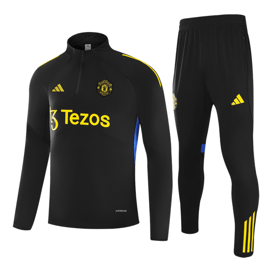 Manchester United Zip Felső Kabát Szett(Dzseki+Nadrág) 2025/26 Fekete