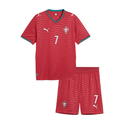 Portugal RONALDO #7 Gyerek Hazai Világbajnokság Mez Készlet(Mez+Nadrág) 2026 Piros