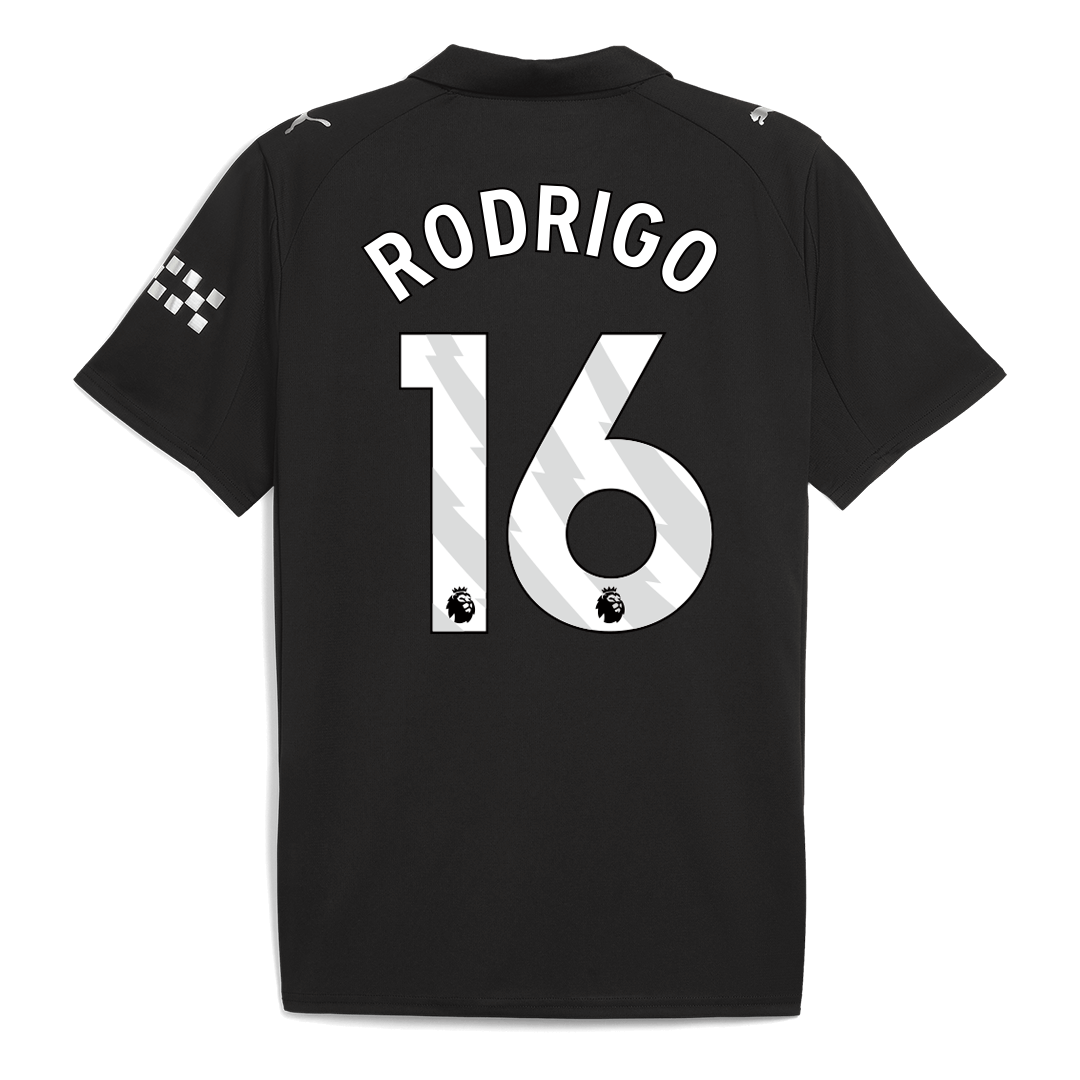 RODRIGO #16 Manchester City Idegenbeli Futball Mez 2025/26 Fekete