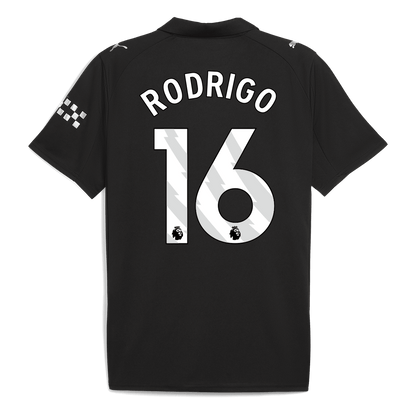 RODRIGO #16 Manchester City Idegenbeli Futball Mez 2025/26 Fekete