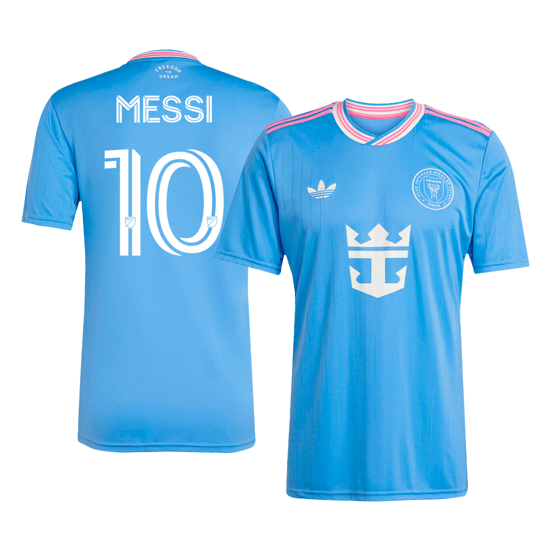 MESSI #10 Inter Miami Harmadik Idegenbeli Soccer Mez 2025 kék