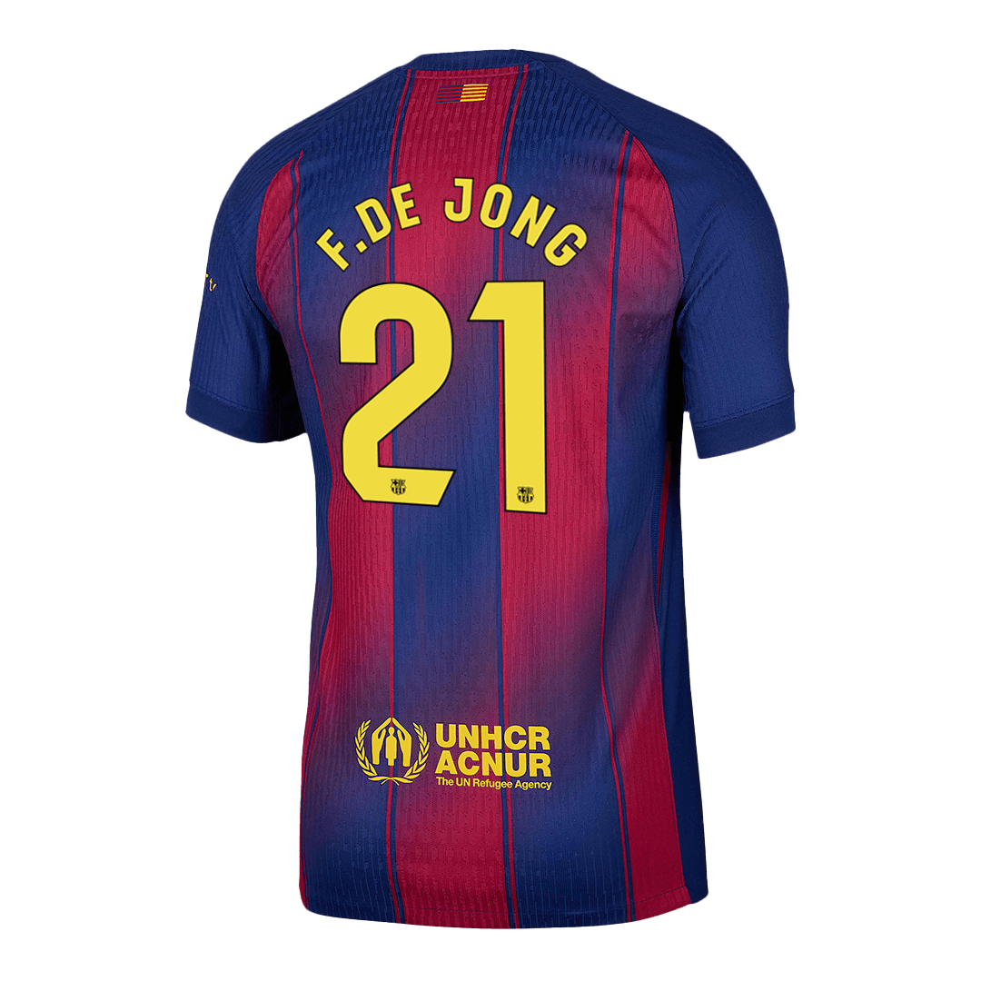 F.DE JONG #21 Hiteles Barcelona Otthon Soccer Mez 2025/26 Piros&Kék