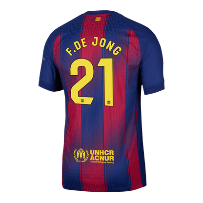 F.DE JONG #21 Hiteles Barcelona Otthon Soccer Mez 2025/26 Piros&Kék