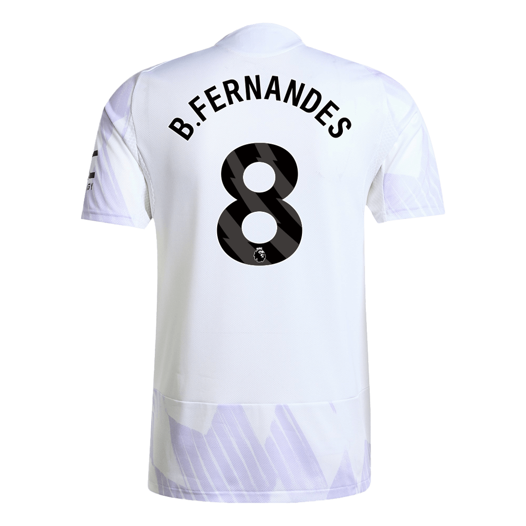 B.FERNANDES #8 Hiteles Manchester United Idegenbeli Soccer Mez 2025/26 Fehér