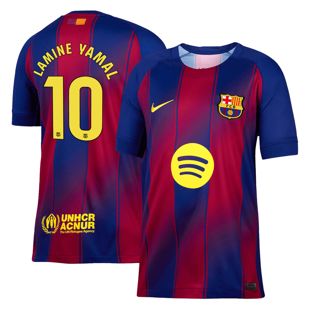 LAMINE YAMAL #10 Barcelona Otthon Soccer Mez 2025/26 Piros&Kék