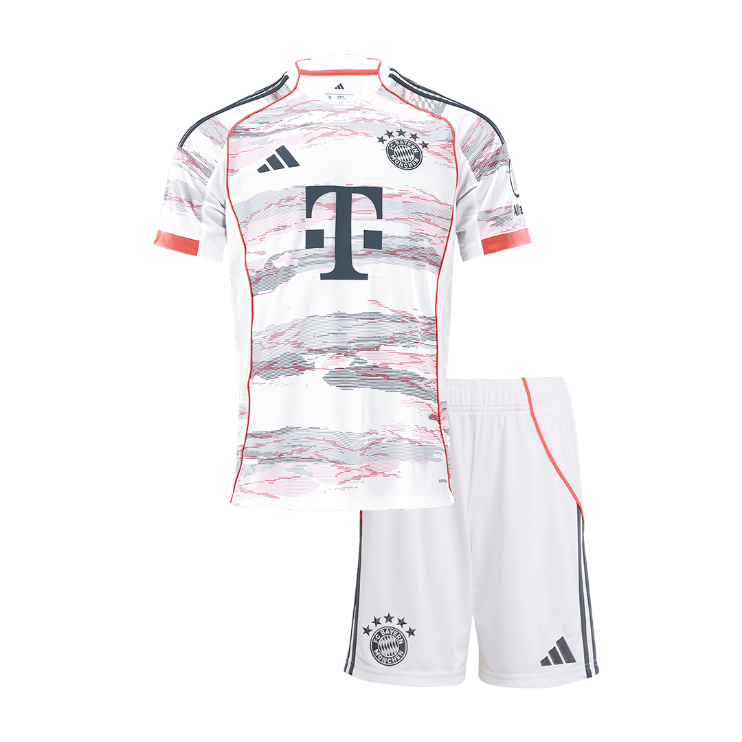 Gyerekek  Bayern Munich Idegenbeli Soccer Mez Készlet(Mez+Rövidnadrág) 2025/26 Fehér